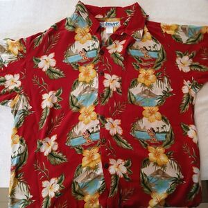 Vintage Styled XL Red Hawaiian Shirt Short Sleeve